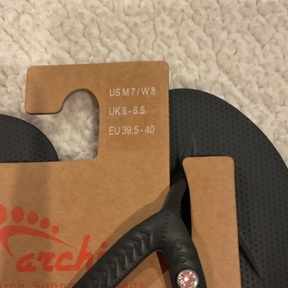 Archie’s Black Flip Flops with gem - Picture 2 of 5